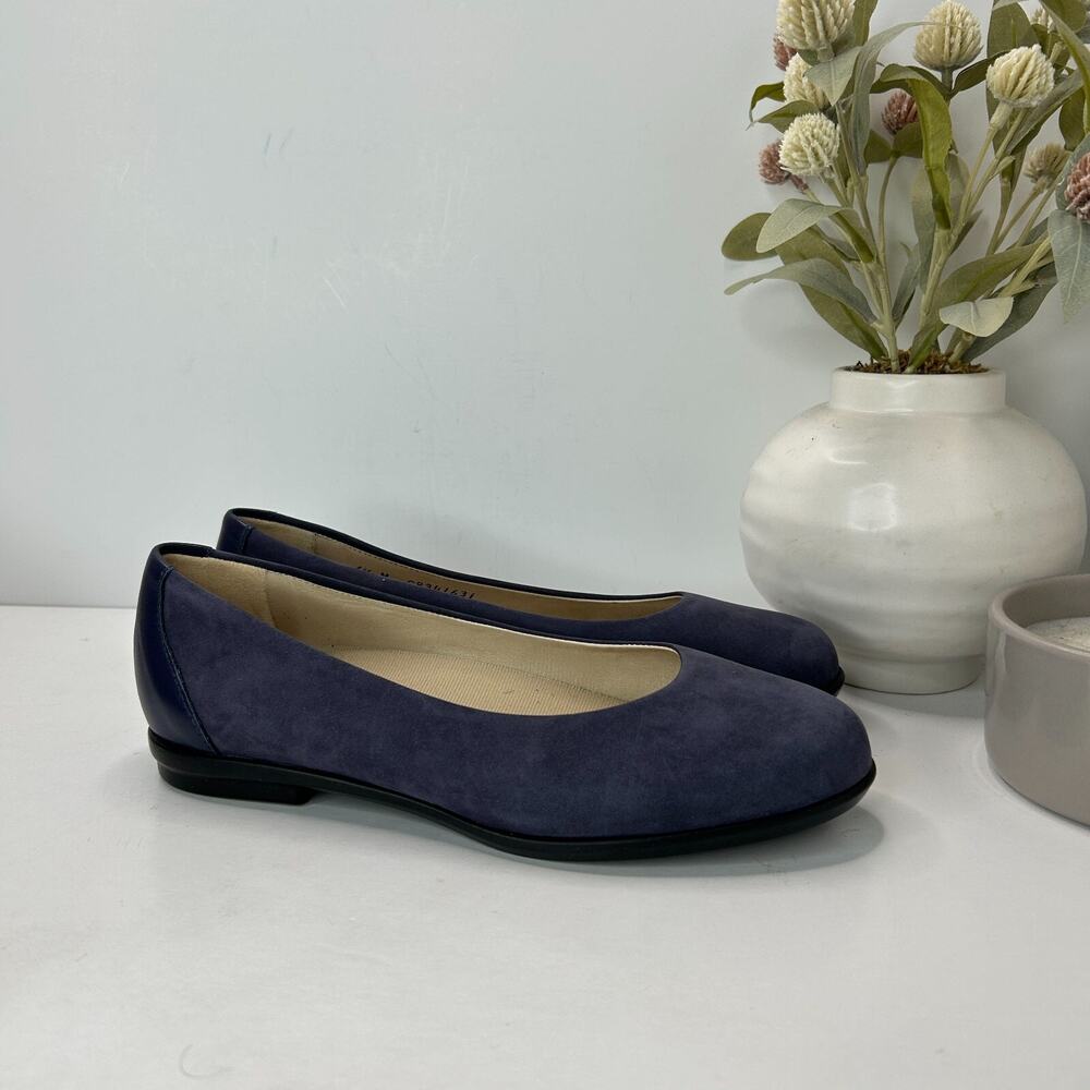 SAS Scenic Ballet Flat Leather Comfort Shoes Navy G8341631 Women's 6.5 M NWOB